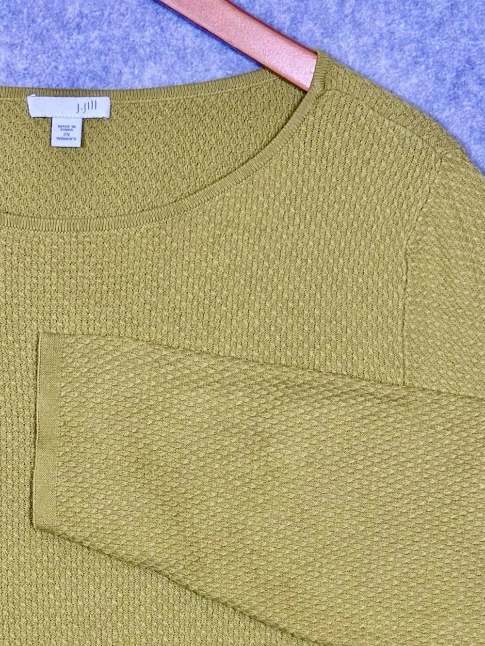 J.Jill Andrea Waffle Knit Tunic Sweater-Chartreuse Green-Women Size 2X